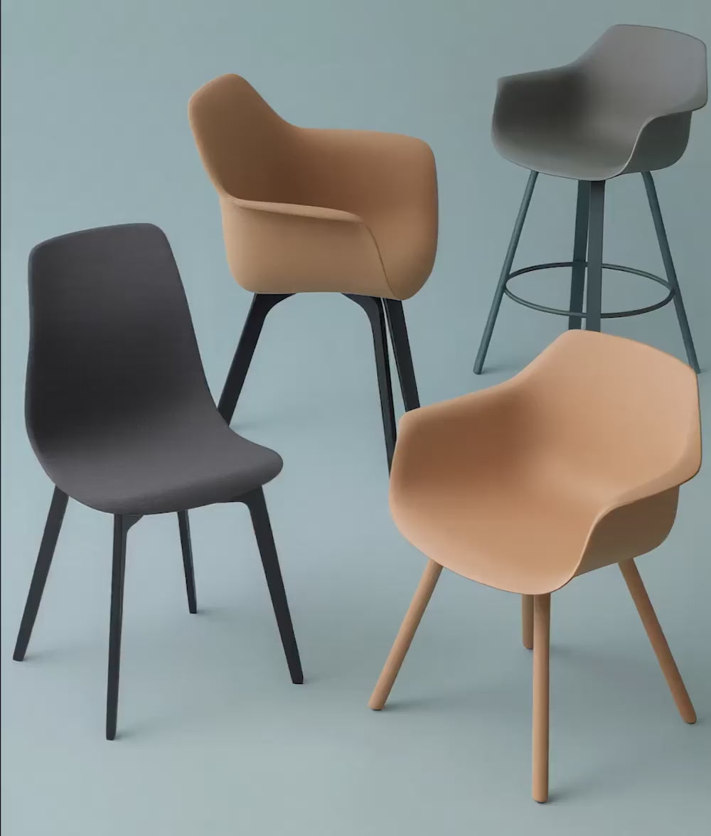 Load video: &lt;p&gt;Our chairs are made from 100% recycled plastic reinforced with strength-improving additives. By substituting virgin plastic in the production of their shells, we minimize the use of new materials, instead reusing existing materials for a second time.&lt;/p&gt;